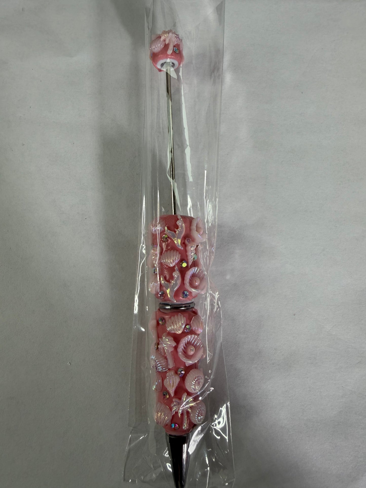 Beadable pen just the one Pink beach theme ocean