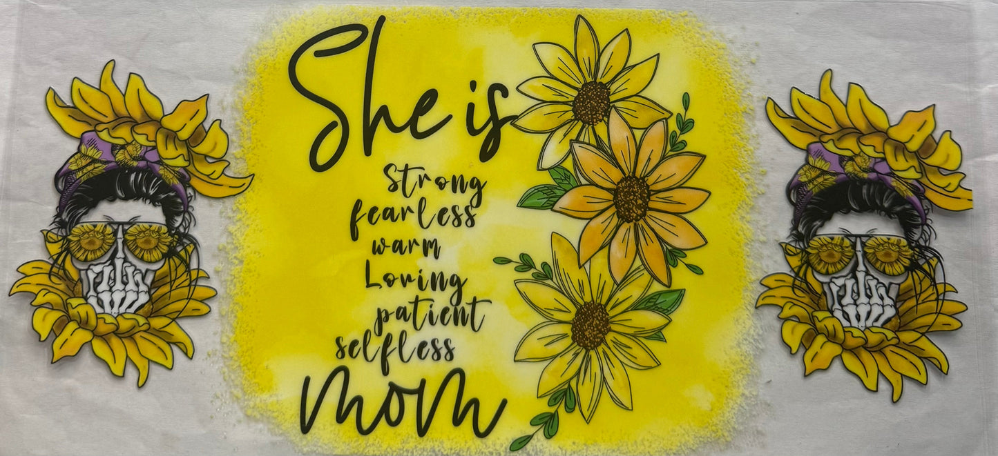 uvdtf  transfer wrap skull sunflower she is  mom