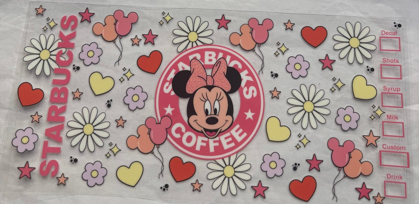 uvdtf  transfer wrap Starbucks Minnie Mouse floral