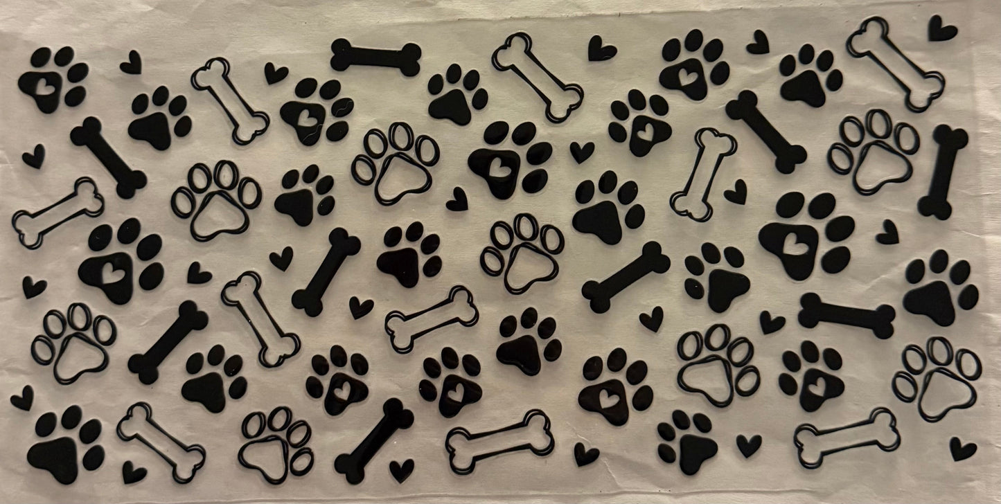 uvdtf  transfer wrap paw print black