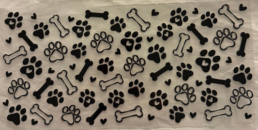 uvdtf  transfer wrap paw print black