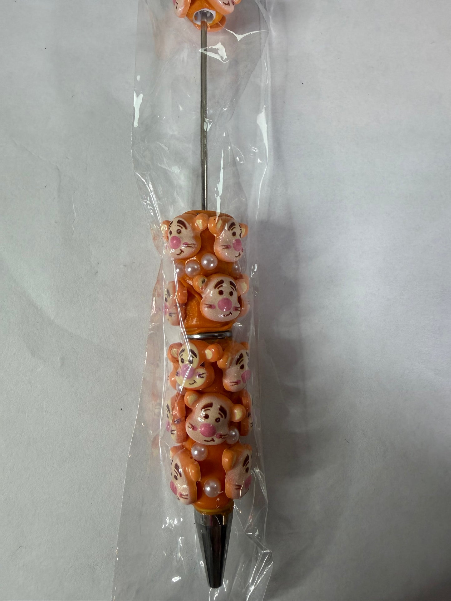 Beadable pen just the pen Orange tigger head