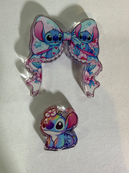 Acrylic focal 2 piece set Bow stitch