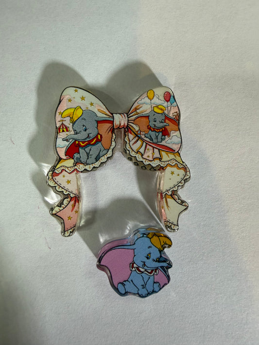 Acrylic focal 2 piece set Bow dumbo circus theme