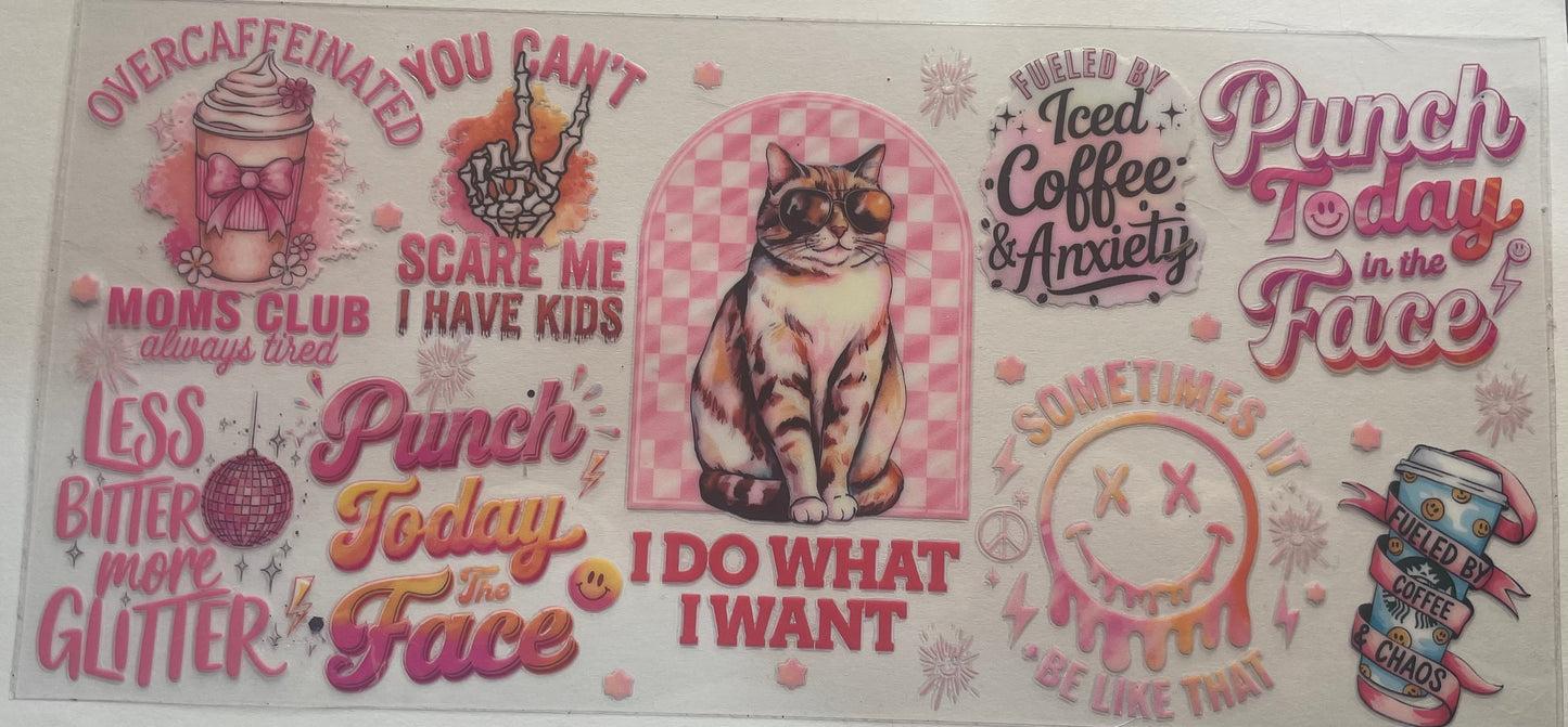 Cup wrap dtf cat