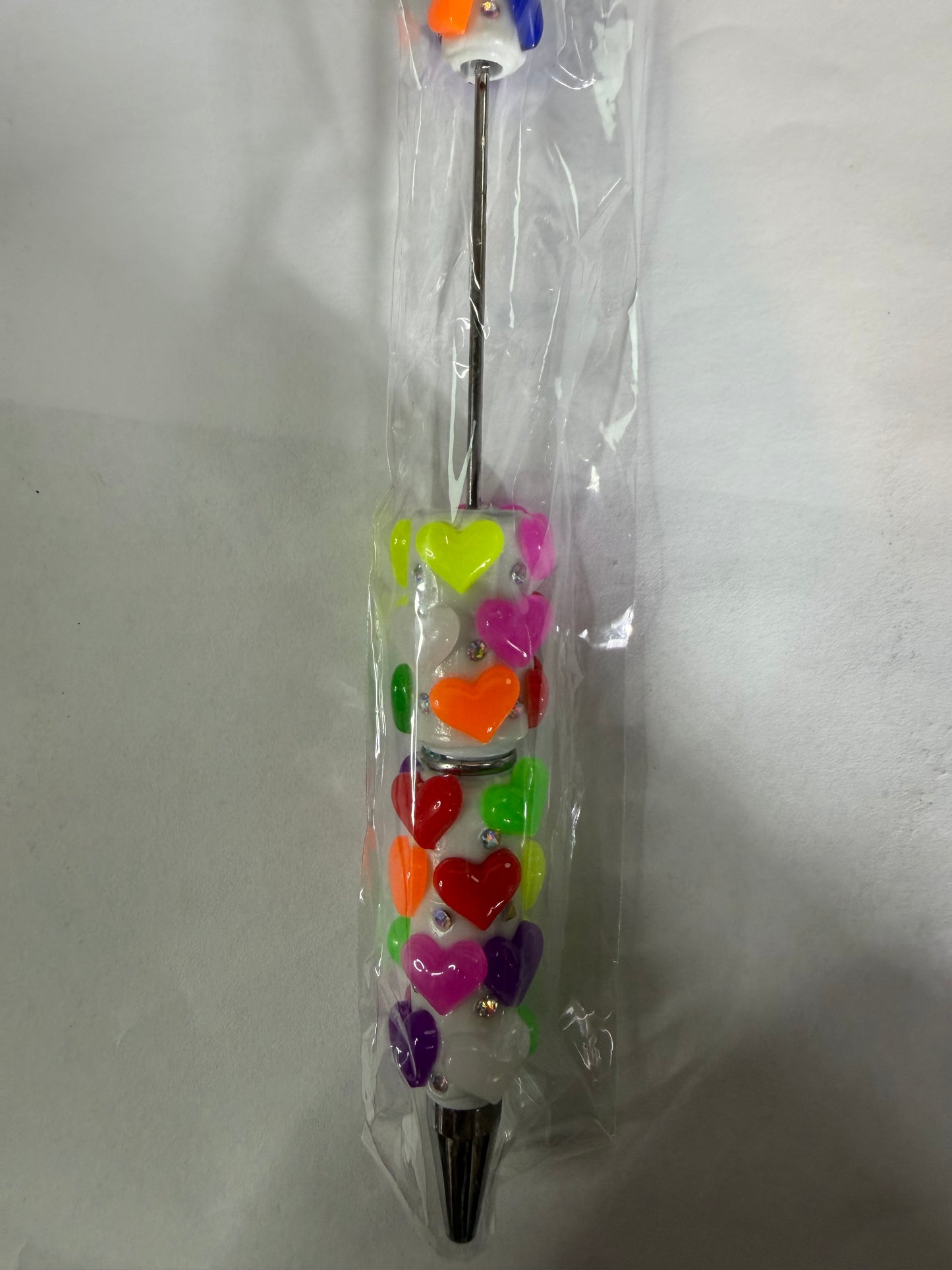 Beadable pen just the pen Neon hearts