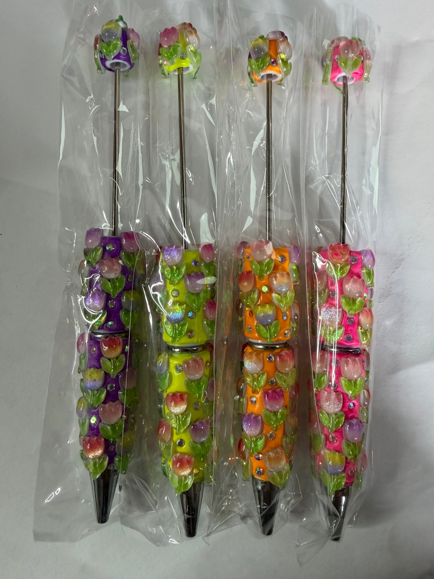 Beadable pen just the pen Neon color tulips mystery
