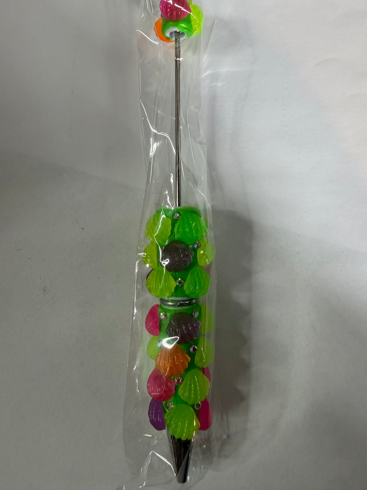 Beadable pen just the pen Neon green seashell