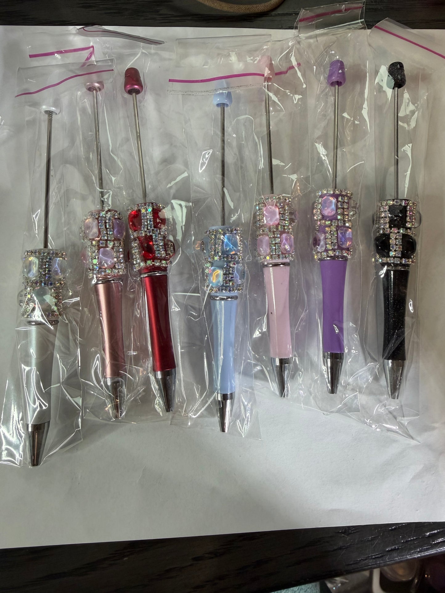 Beadable pen just the pen Half done jewels with rhinestone mystery