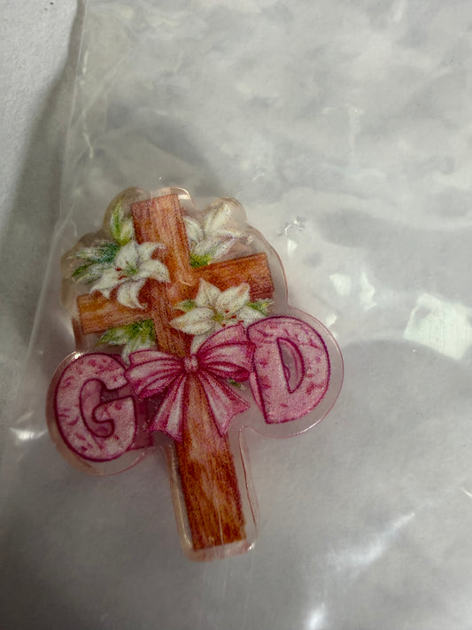 Acrylic focal Cross flowers god
