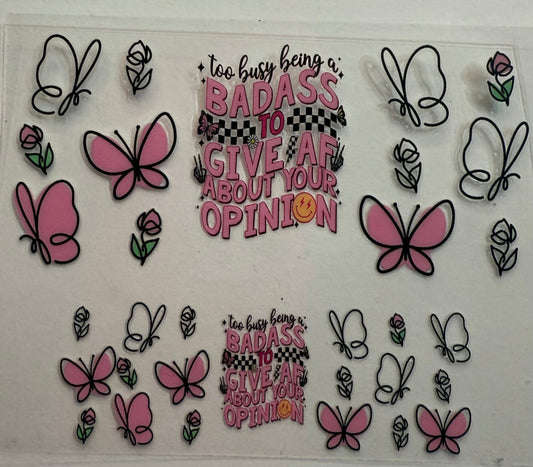Mini Stanley keychains uvdtf wraps badass butterfly