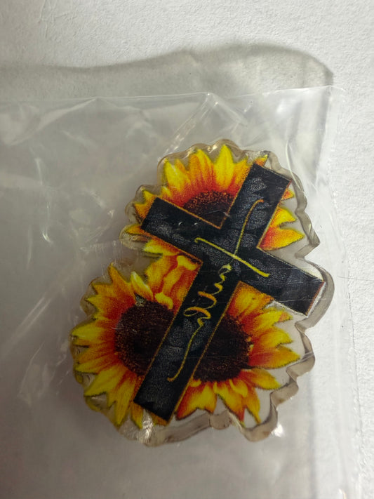 Acrylic focal Cross sunflower faith