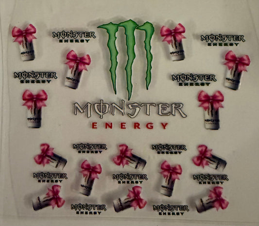 Uvdtf wraps Mini Stanley  monster white pink bow