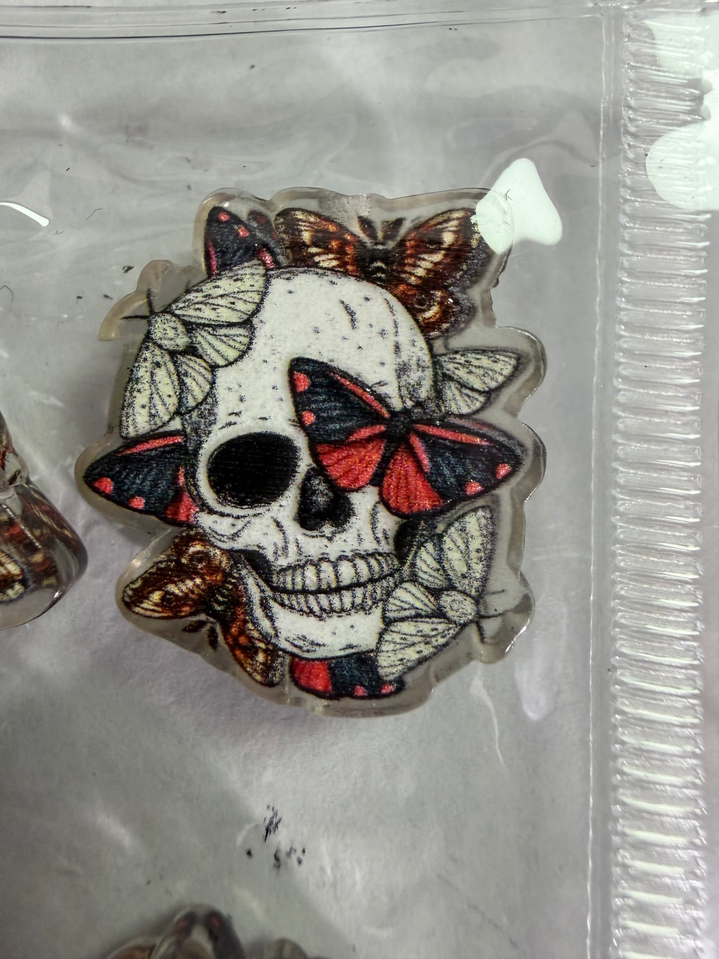 Acrylic focal Skull head with butterfly’s