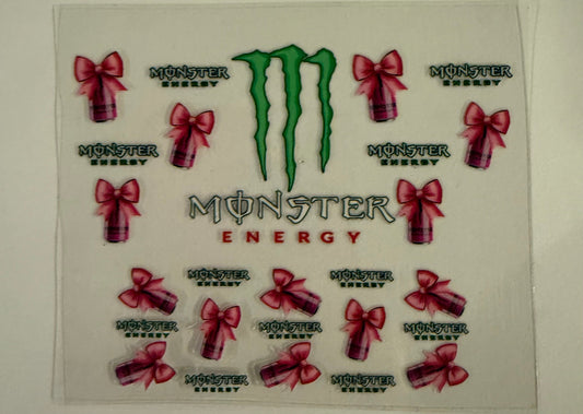 Uvdtf wraps Mini Stanley Monster sign with pink monsters and bows