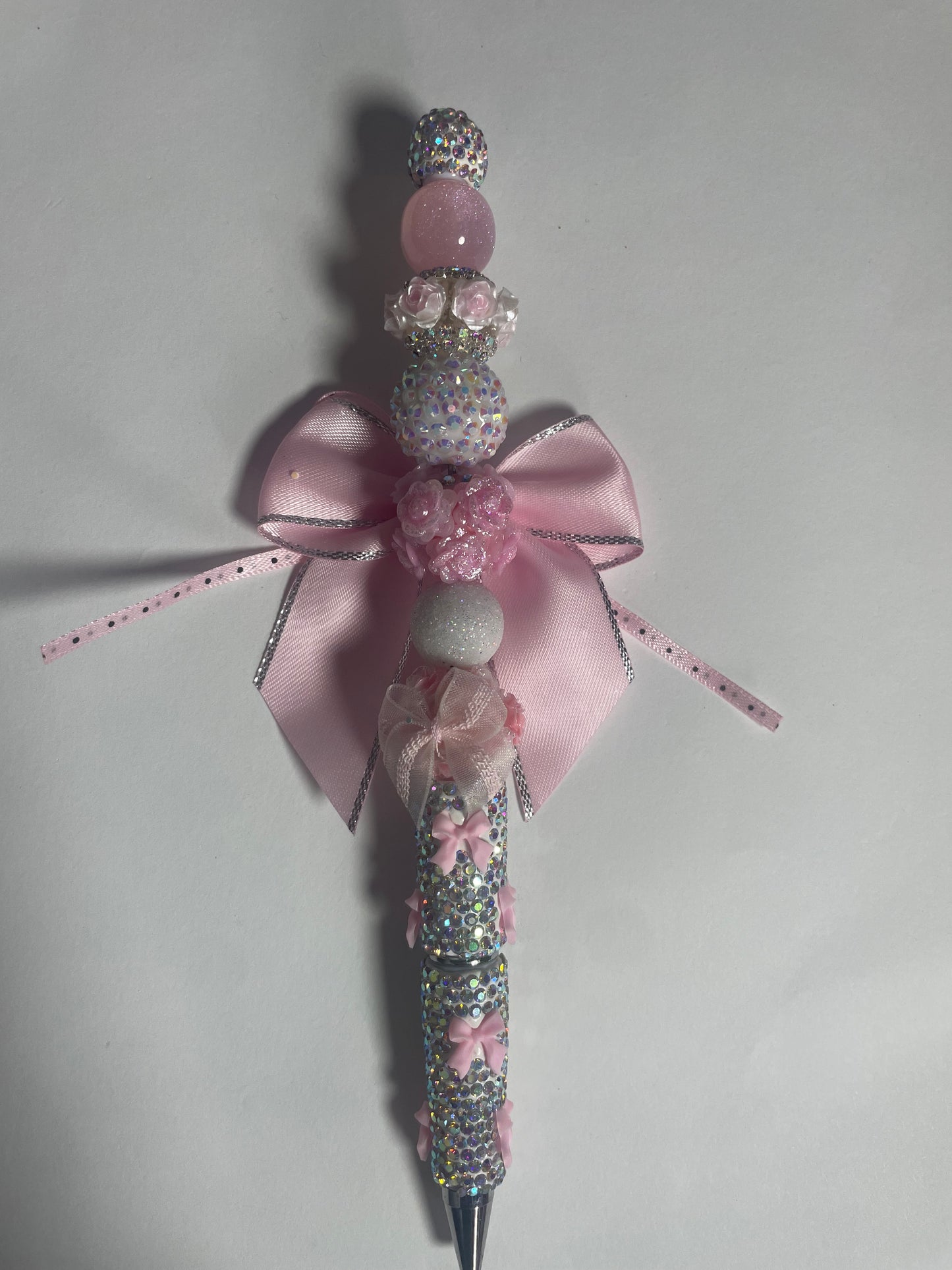 Pre made ready to ship Pink bow pen