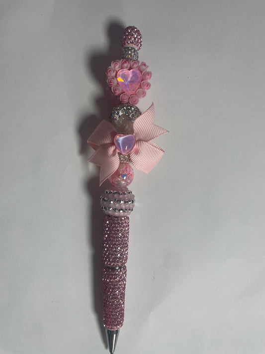 Pre made ready to ship Pink heart/floral pen