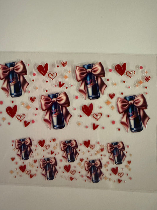 Uvdtf wraps Mini Stanley Red Bull pink bows