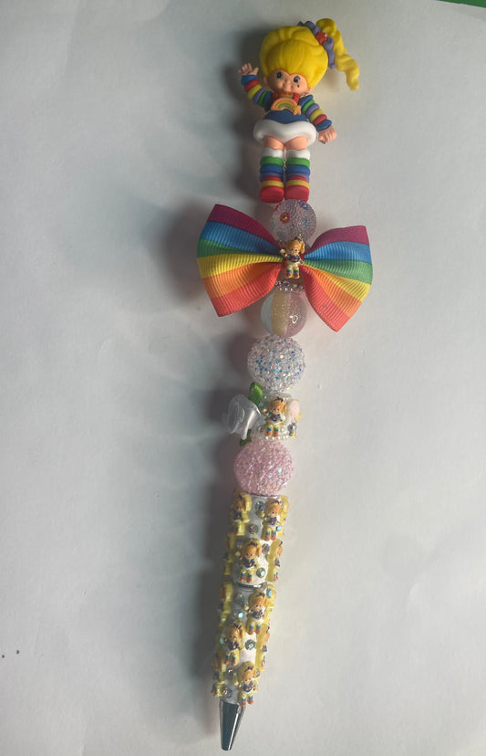 Pre made ready to ship rainbow brite pen with topper