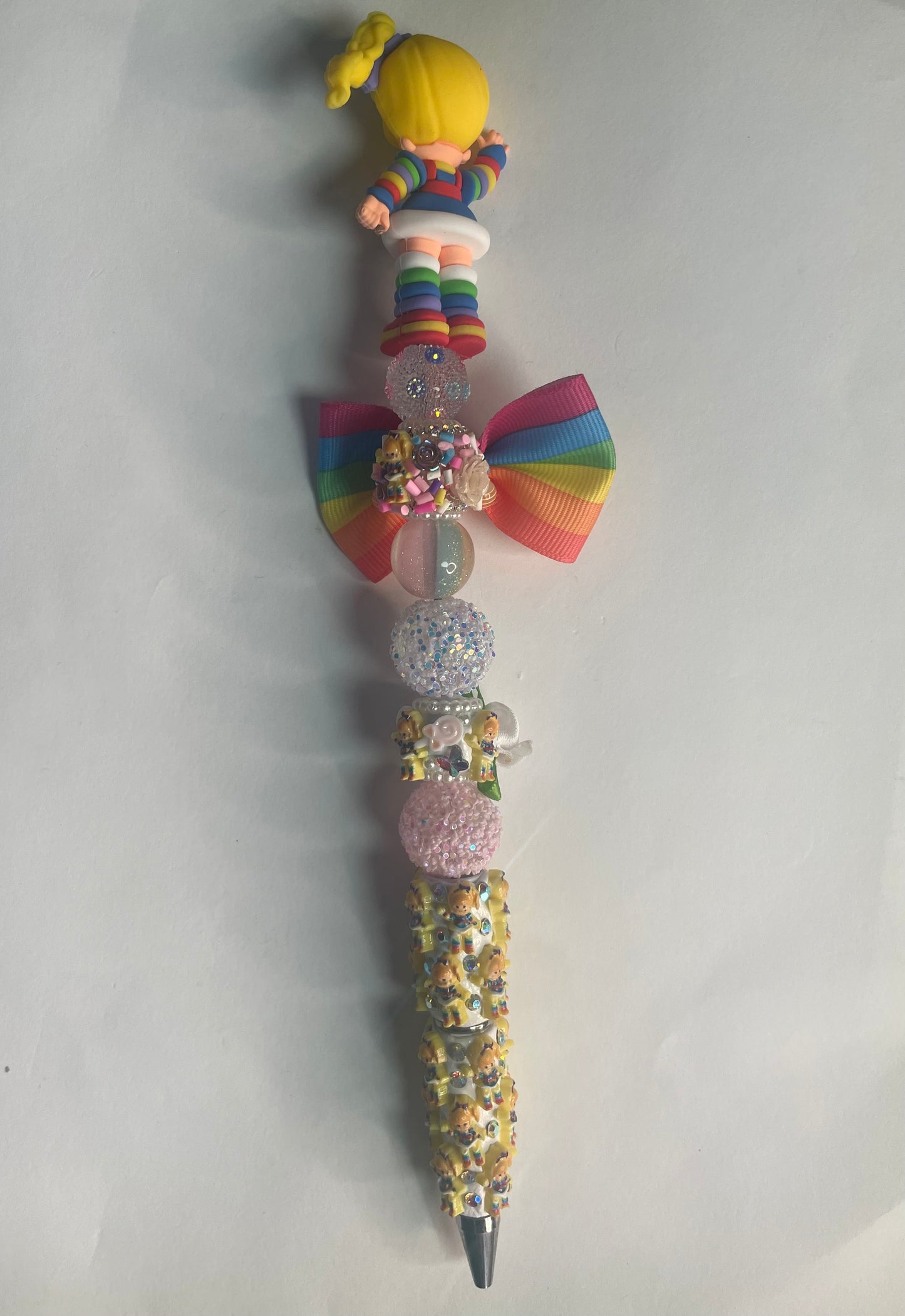 Pre made ready to ship rainbow brite pen with topper