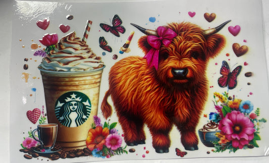 Cup wraps uvdtf Starbucks highland cow