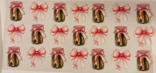 uvdtf  transfer wrap pickles with pink bows