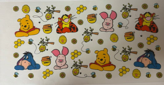 uvdtf  transfer wrap Winnie the Pooh and friends heads with honey