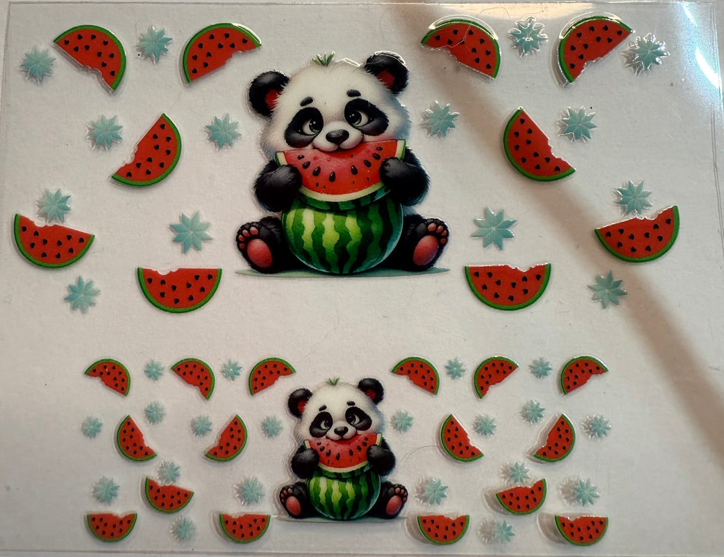 Uvdtf wraps Mini Stanley panda eating watermelon