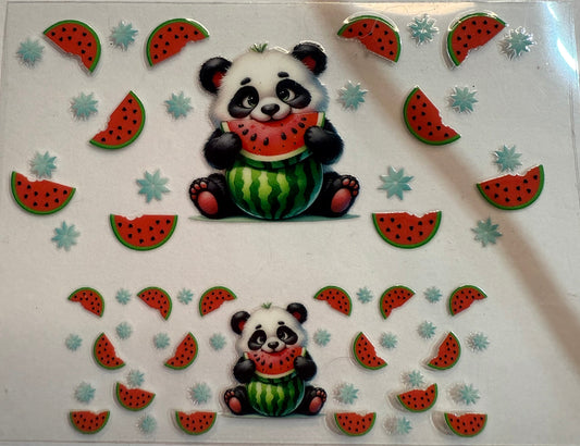 Uvdtf wraps Mini Stanley panda eating watermelon