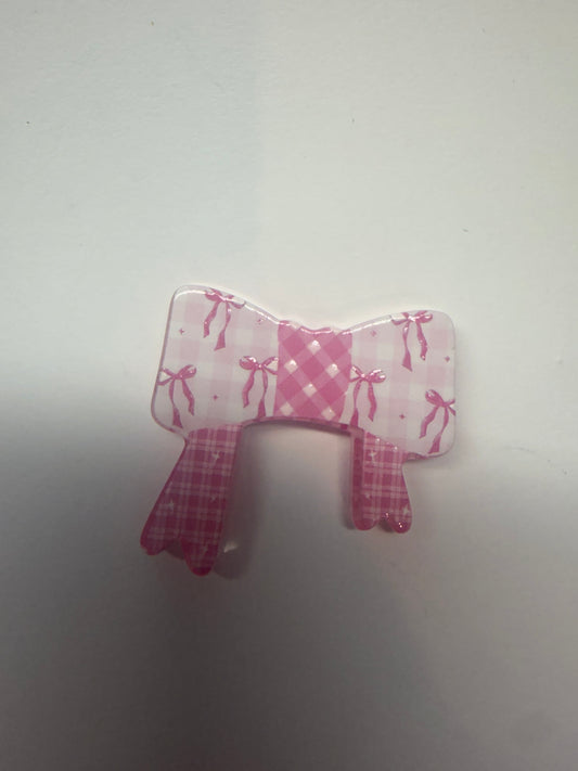 Acrylic focal bow with pink bows