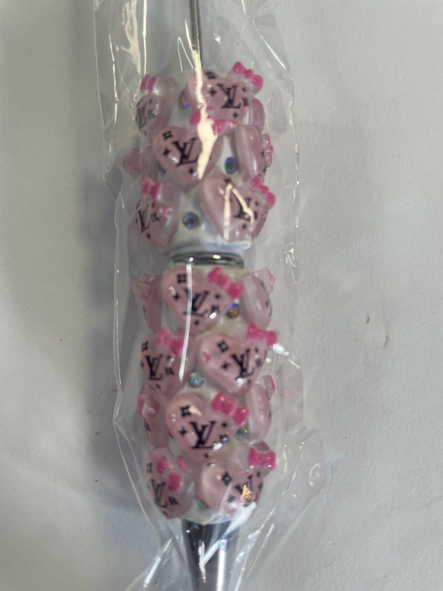 Beadable pen just the pen Lv pink heart with bow