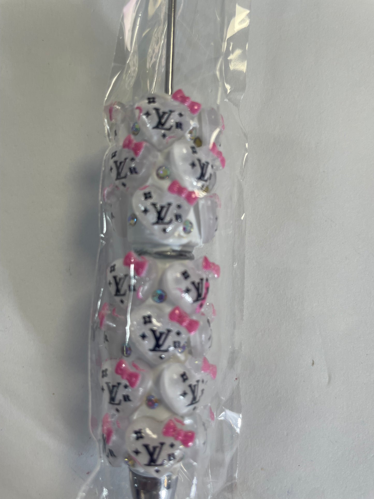 Beadable pen just the pen Lv white heart with bow