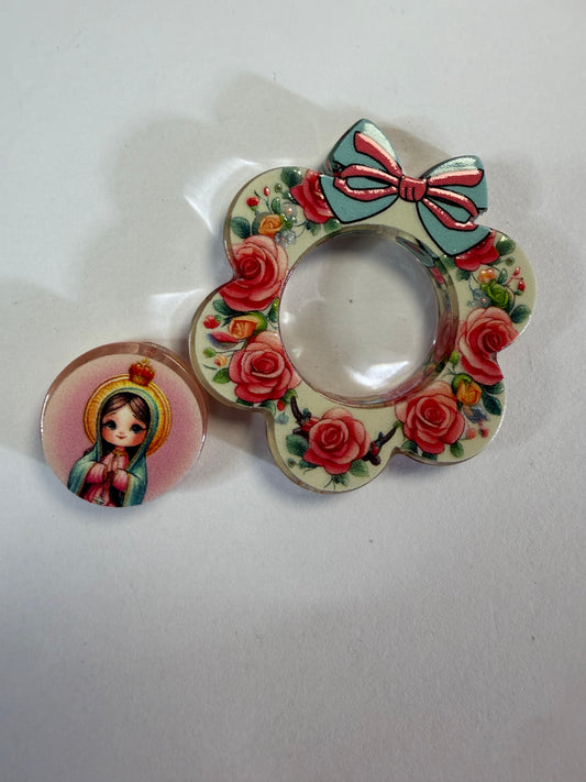 Acrylic focal 2 piece set wreath Faith Mary