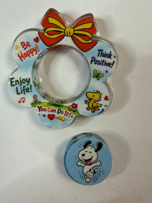 Acrylic focal 2 piece set Wreath snoopy  positive sayings
