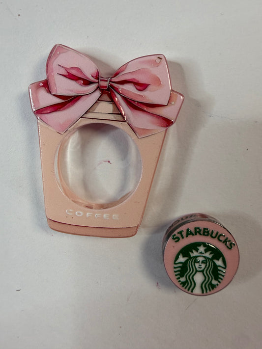 Acrylic focal 2 piece set Coffee cup Starbucks pink