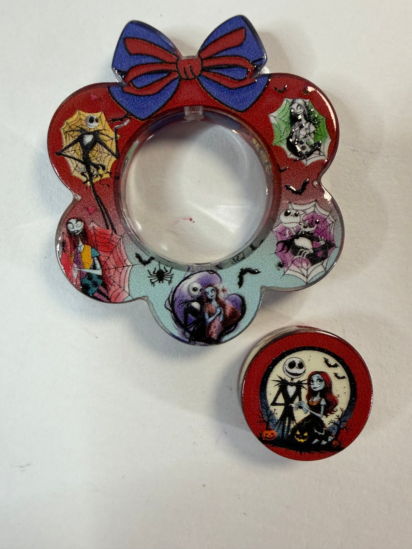 Acrylic focal 2 piece set wreath jack and sally together