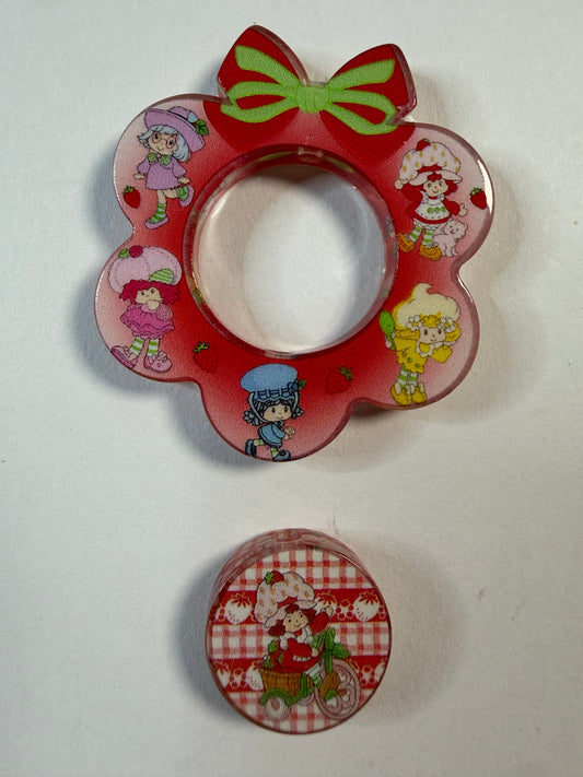 Acrylic focal 2 piece set Bow strawberry girl with friend