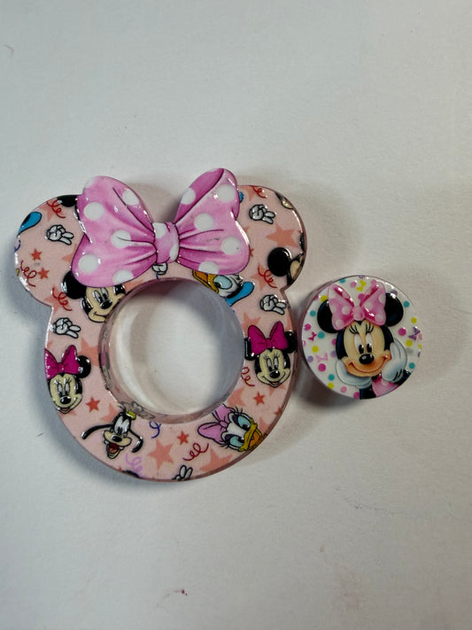 Acrylic focal 2 piece set Wreath pink Minnie