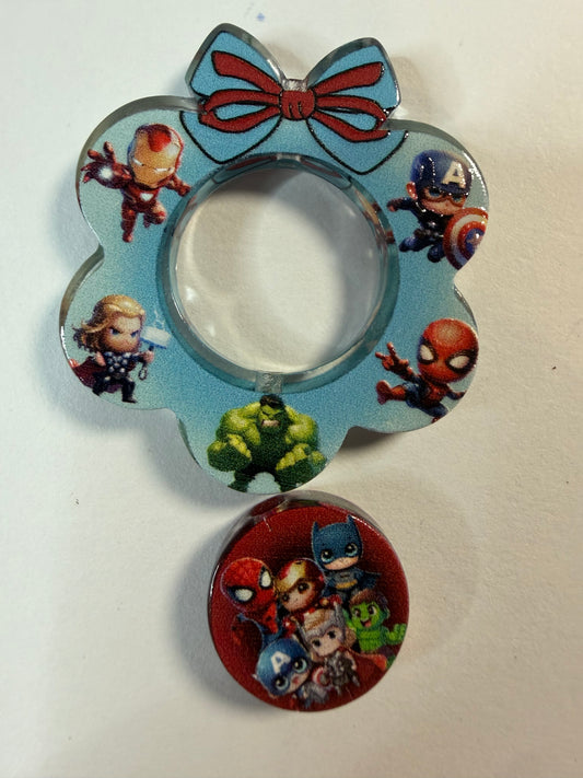 Acrylic focal 2 piece set Wreath light blue superhero’s