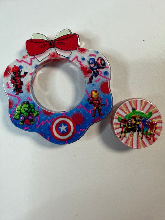 Acrylic focal 2 piece set Wreath ombré super hero’s