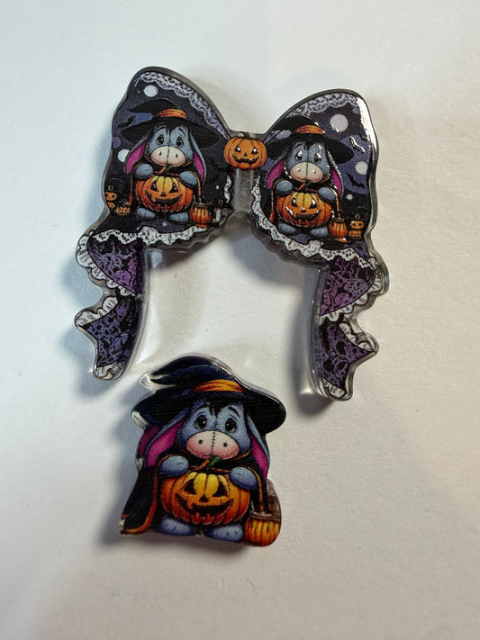 Acrylic focal 2 piece set Bow eeyore Halloween