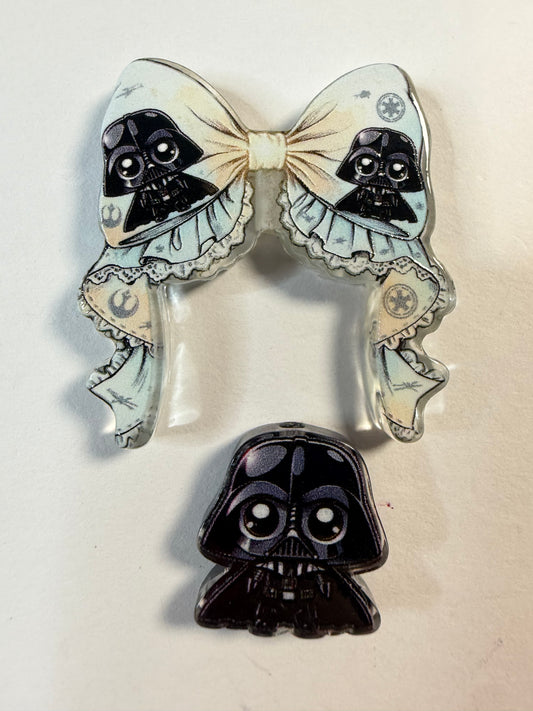 Acrylic focal 2 piece set bow Darth Vader