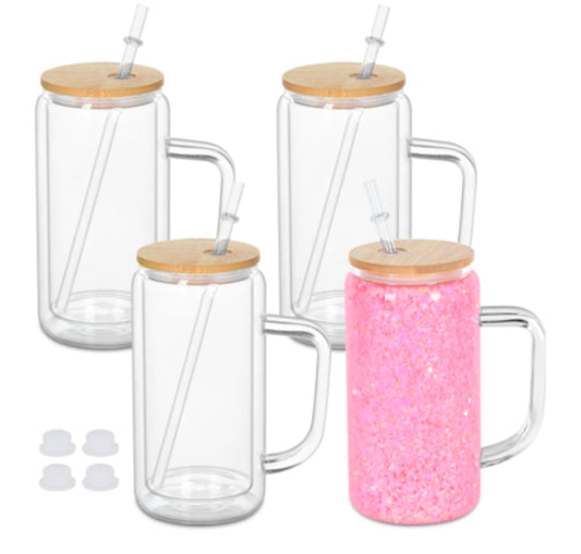 Snow globe tumbler 16oz with handle