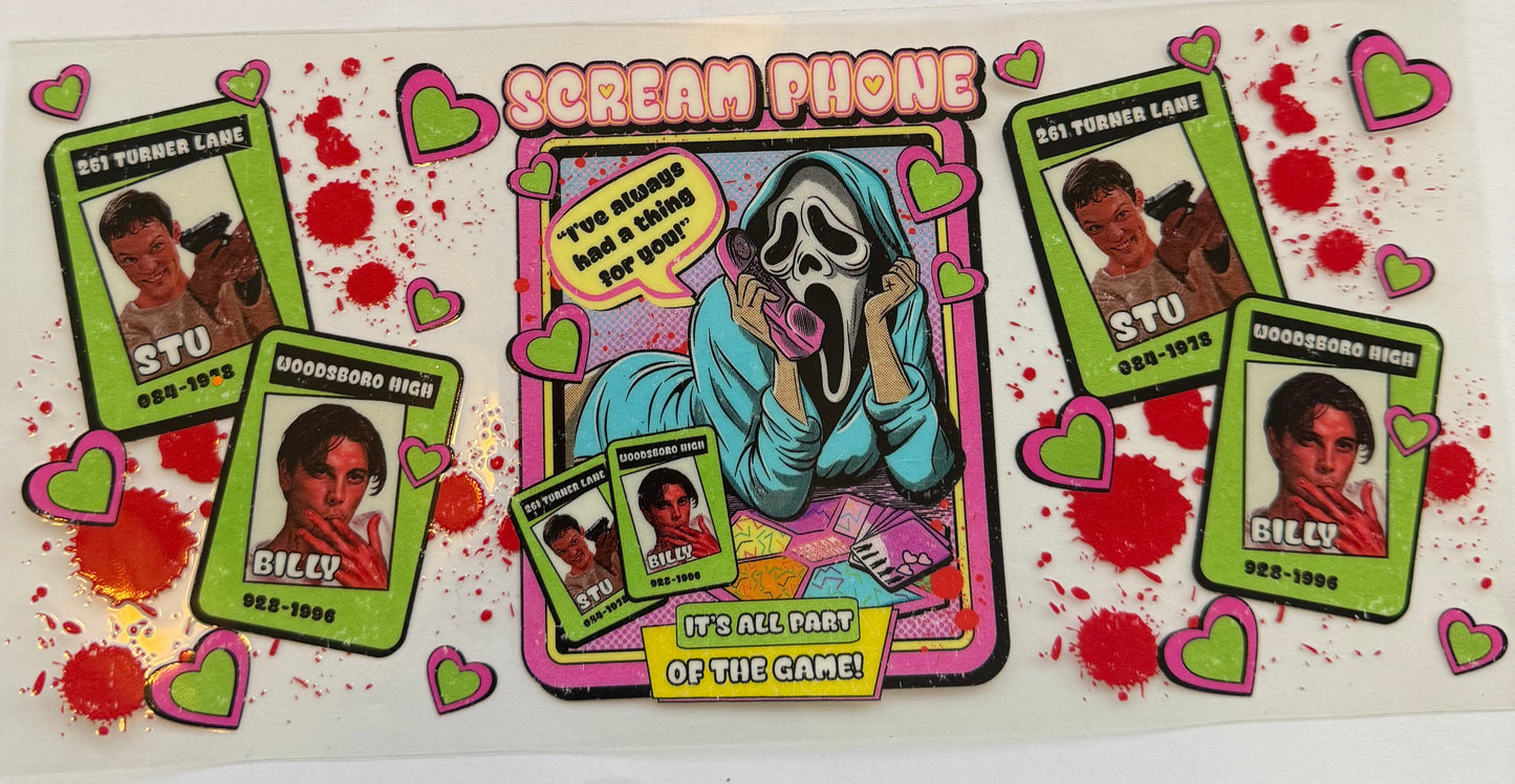 Cup wrap dtf Halloween scream phone