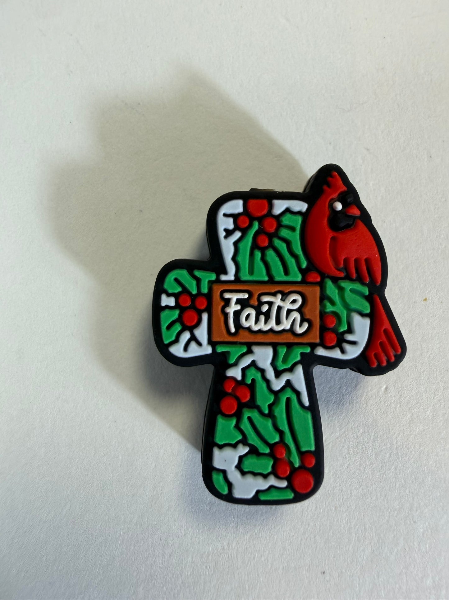 Focal 2d cross with cardinal bird
