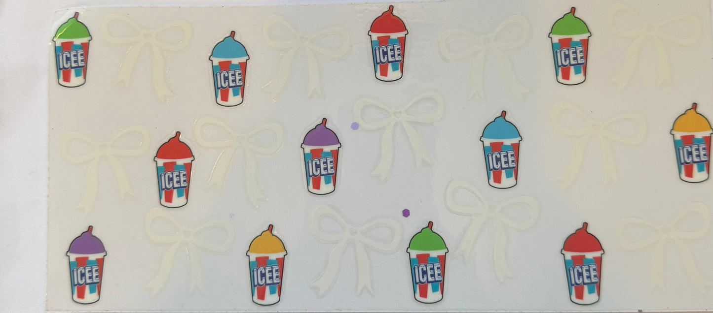 Cup wrap dtf rainbow icee drinks with bows