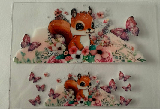 Uvdtf wraps Mini Stanley Squirel with floral and butterfly’s