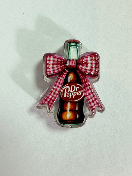 Acrylic focal Dr Pepper bottle with bow