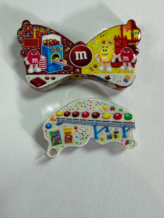 Acrylic focal 2 piece set Butterfly m&m candy factory
