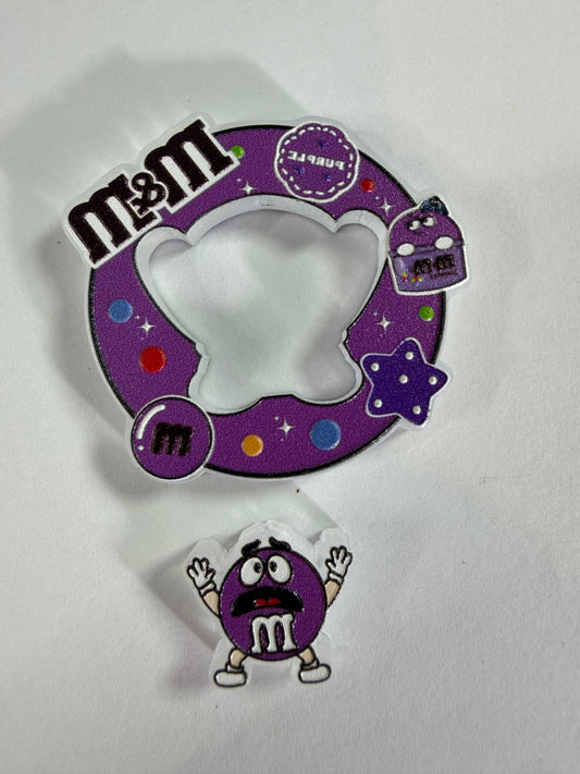 Acrylic focal 2 piece set Wreath purple m&m